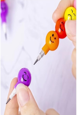 Emoji Kurşun Kalem Yumurtlayan 6 Adet Eğlenceli Gülen Yüzlü Kurşun Kalem Hediyelik Kurşun Kalem Çok Renkli