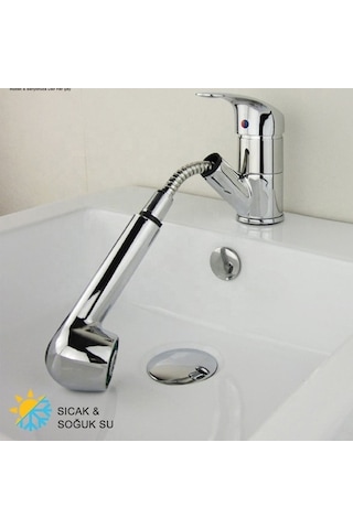 Beyazsu Mix Aç Kapa Pirinç Berber Lavabo Bataryası Pirinç