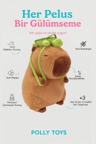 Capybara 35 Cm Yumuşak & Sevimli Peluş Oyuncak Acı Kahverengi