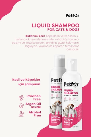 Kedi Ve Köpekler İçin Çilekli Şampuan 250 Ml 2 Adet