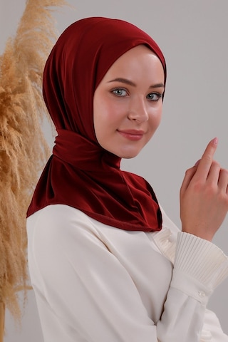 Melodi Scarf Kadın Tesettür Pratik Çıtçıtlı Sandy Deniz Havuz Uyumlu Fular Hazır Bone Bordo Bordo