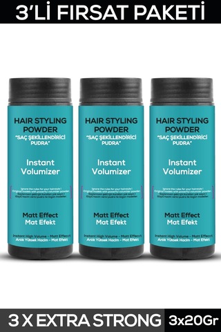 Fontenay Saç Şekillendirici Pudra Toz Wax Mat Effect Mavı 20gr X3 + Şekil Tarağı 4'lü Set