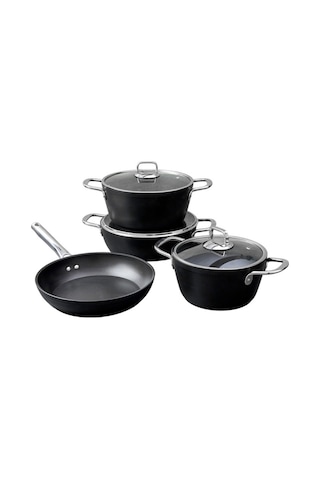 Hisar Lorena 7 Parça Titanyum Tencere Seti Siyah