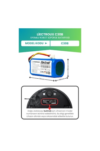 Liectroux C30b Uyumlu Batarya Ultra Yüksek Kapasite 3200mah Pil Robot Süpürge Bataryası