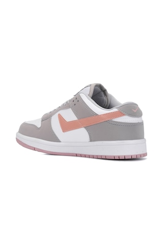 Günlük Kadın Rahat Esnek Hafif Sneaker Kaymaz Taban Bağcıklı Spor Ayakkabı 8075 Gri- Pudra