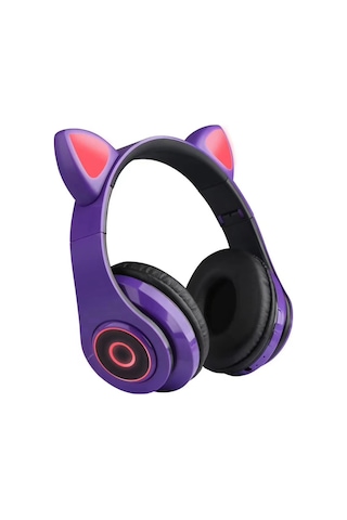 Singree Kablosuz Kulaklık - Led Işıklı Kedi Kulak Tasarımı, Bt5.0, Mikrofonlu, Tf Kart Oynatıcı