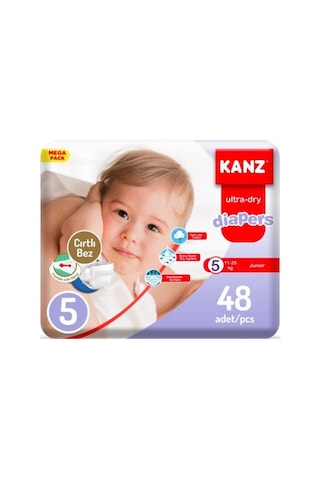 Kanz Ultra-Dry Diapers Bebek Bezi 5 Numara Junior Mega Paket 48 Adet