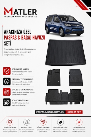 Toyota Proace City 2021 Model 4d Ekstra Havuzlu Paspas Ve Bagaj Havuzu Set