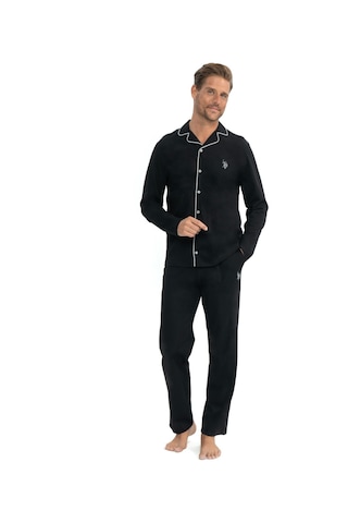 U.s. Polo Assn. Erkek Patlı Boydan Düğmeli Uzun Kol Kutulu Pijama Takımı Lacıvert