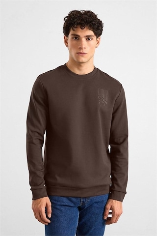 Süvari Koyu Kahve Regular Düz Baskılı İnterlok Bisiklet Yaka Cepsiz Sweatshirt Ssw2013700006-kh9 Koyu Kahverengi