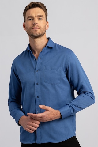Tudors Klasik Fit Düz Erkek Gömlek-11705 Saks