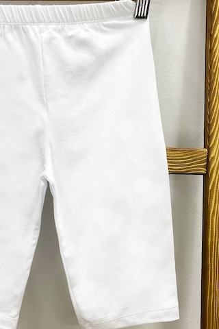 Kız Çocuk Kısa Tayt Düz Renk Beli Lastikli D27 Beyaz