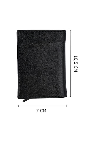 Otomatik Mekanizmalı Deri Cüzdan Kartlık Portföy Siyah