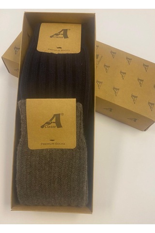 Setkek8068x2 Kl Kahve-laci Kalın Cashmıre Erkek Çorap Lacivert