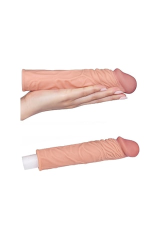Erofoni Yeni Nesil Ucu 4 CM Dolgulu 17 CM Süper Realistik Uzatmalı Penis Kılıfı﻿﻿