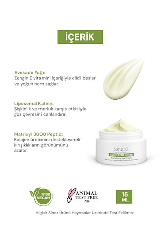 Sinoz Avokado Bomb Nemlendirici Canlandırıcı Göz Kremi 15 ML