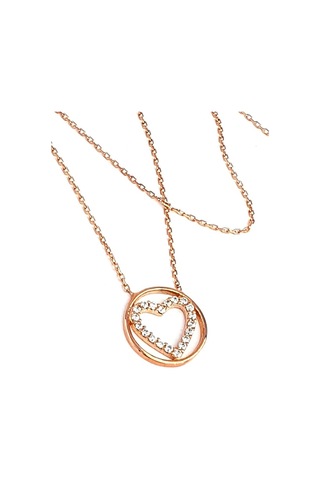 Kalp Figürlü 925 Ayar Gümüş Rose Kolye