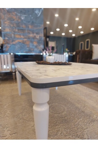 Akset Orta Sehpa Lüx Beyaz Mermer Antrasit