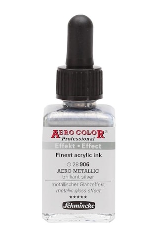Schmincke Aero Color Shine Brillant Silver 906 Mürekkep 28ml