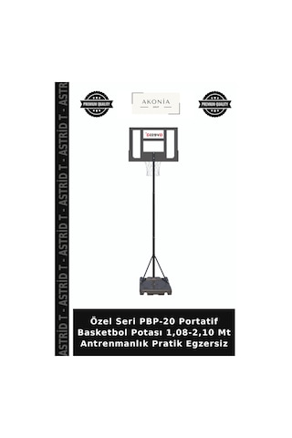 Özel Seri Pbp-20 Portatif Basketbol Potası 1,08-2,10 Mt Antrenmanlık Pratik Egzersiz
