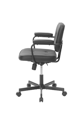 Button Çalışma Sandalyesi S.deri - Siyah 62x77-87x60 Cm Siyah