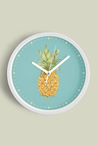 Ananas Tasarımı Mutfak Duvar Saati - 42cm - Önü Camlı Beyaz Kasa - Sessiz Mekanizma-jh0537 Beyaz