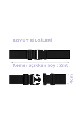Tarix 4 Adet Siyah Valiz Kemeri + 2 Adet Kırmızı Valiz Etiketi Siyah
