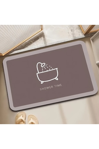 Elmpaly Modern Minimalist Banyo Paspası Diatom Çamur Yumuşak Emici Kaymaz 50x80cm Bej Kahverengi