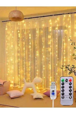 Perde Led 10 Sarkıtlı Usb Li 2 Metre Kumandalı 8 Modlu 2 Mt X 2