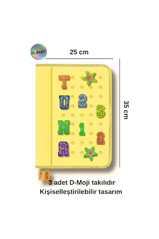 Delik Serisi 25x35 Cm Ödev Dosyası, Abka Taşıyıcı Proje Dosyası Fermuarlı 1 Adet Sarı