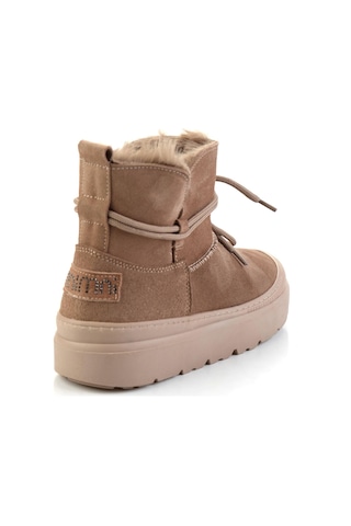 Bambi Vizon Hakiki Deri Kadın Bot & Bootie K02748100202 Vizon