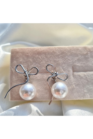 Pearl Ribbon Elegance Küpe Gümüş