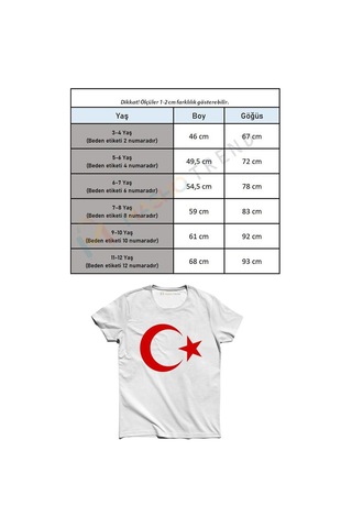 Masho Kids A Kalite Beyaz Üstüne Ay Yıldız Türkiye Tshirt - 29 Ekim Cumhuriy Beyaz