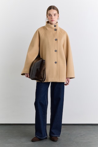 Manuka Yüksek Yaka Kruvaze Kaban Camel Aw25kbn00019-05 Camel