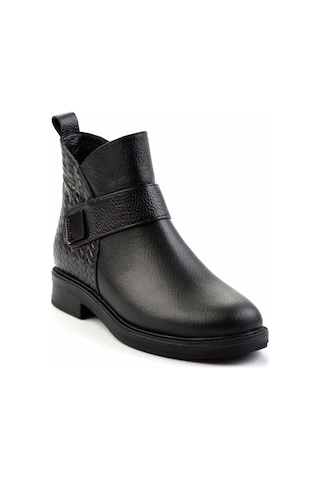 Siyah Siyah Hakiki Deri Kadın Bot & Bootie K02531270003 Siyah