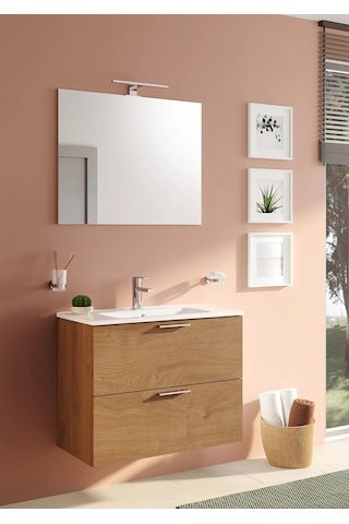 Vitra Mia Banyo Dolabı Seti Çekmeceli 80 Cm Altın Meşe 67093 Beyaz