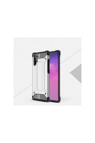Ekılıf - Samsung Galaxy Note 10 Plus Uyumlu Kılıf Çift Katman Zırh Tank Crash Military Kapak - Gri