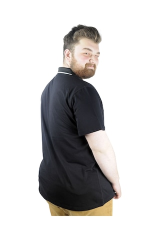 Mode Xl Büyük Beden T Shirt Polo Likralı Süprem Cepli 21558 Siyah 001