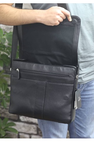 Guard Siyah Hakiki Deri Spor Model Omuz Askılı Evrak Ve Laptop Çantası // Grd260725wt1546 Diğer