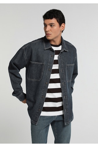 Colin's Colins Oversize Fit Erkek Mid İndigo Denim Shacket Cl1082683 Q1.v1 Dn45150
