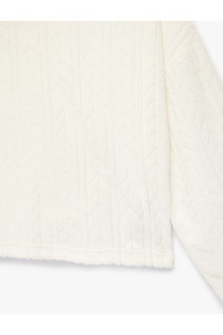 Koton Uzun Kollu Basic Kapşonlu Sweatshirt Ekru 6wkg10051ak Ekru