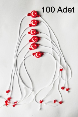 100 Adet Ay Yıldız Boncuklu Ip Bileklik-öğrenci-öğretmen-29 Ekim-karne Hediyesi-23 Nisan- 2 Çok Renkli