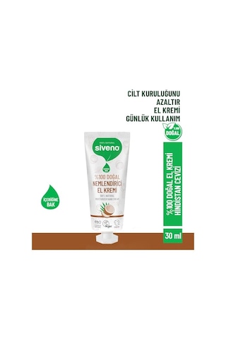 Siveno%100 Doğal El Ve Vücut Kremi Hindistan Cevizi Avokado Yoğun Nemlendirici Onarıcı Vegan 30 Ml