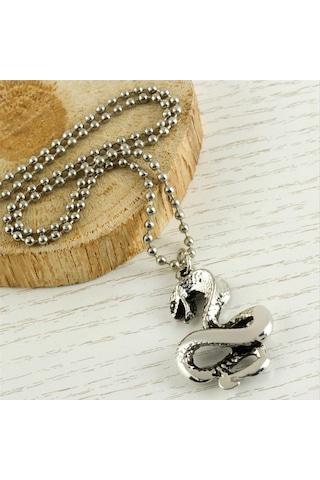 Yılan - 741 - Metal Kolye - - Csmo-tex - Gümüş Rengi