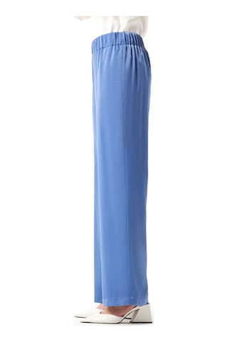Mizalle Beli Lastikli Saten İndigo Pantolon İndigo