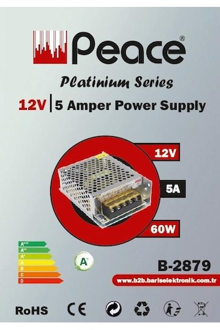 Peace B2879 Led Kamera Adaptörü Metal Kasalı 60w 12v 5a