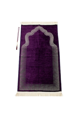 Mihrap Desenli Düz Şönil Seccade Mor