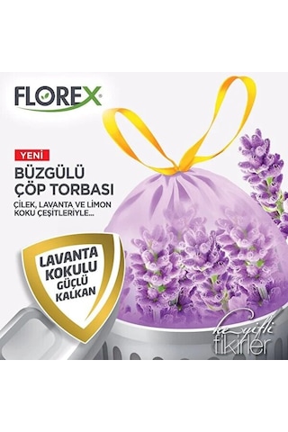 250 Adet Florex-503 Avantaj Lavanta Kokulu Büzgülü Büyük 10pcs 65x70cm Çöp Torba 25x10 250