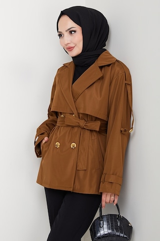 Nehar Rüzgarlıklı Astarlı Trenç 1621 - Kahve Kahverengi