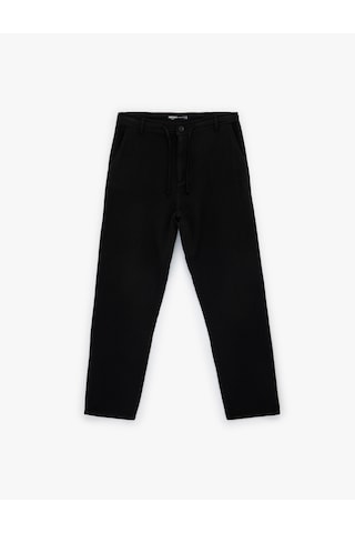 Koton Pamuklu Cepli Straight Fit Beli Bağcıklı Düğmeli Pantolon Siyah 6sam40018hw Siyah